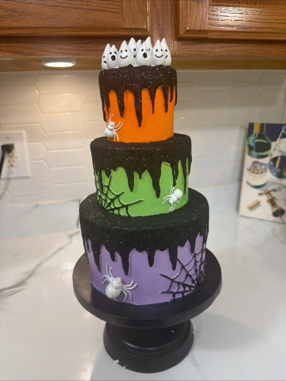 Halloween Tiered Party Cake Decoration Set - Orange, Green, Purple